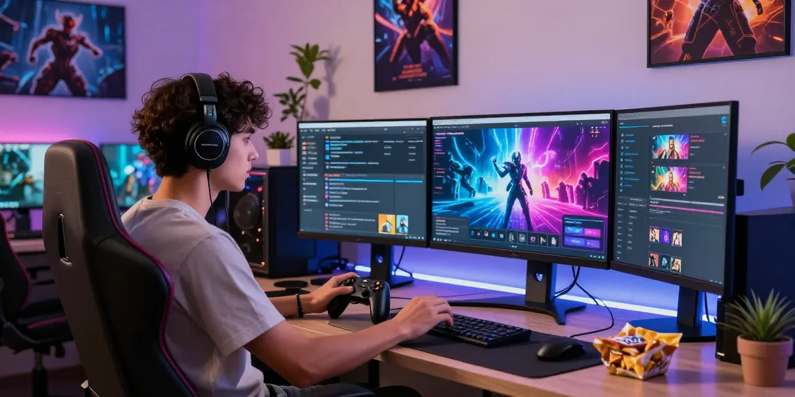Engaging scene at https://www.mpocash.net/ showing a young professional immersed in a dynamic digital entertainment workspace.